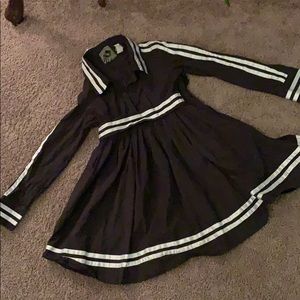 - Blue Belted zip side mini dress with long …